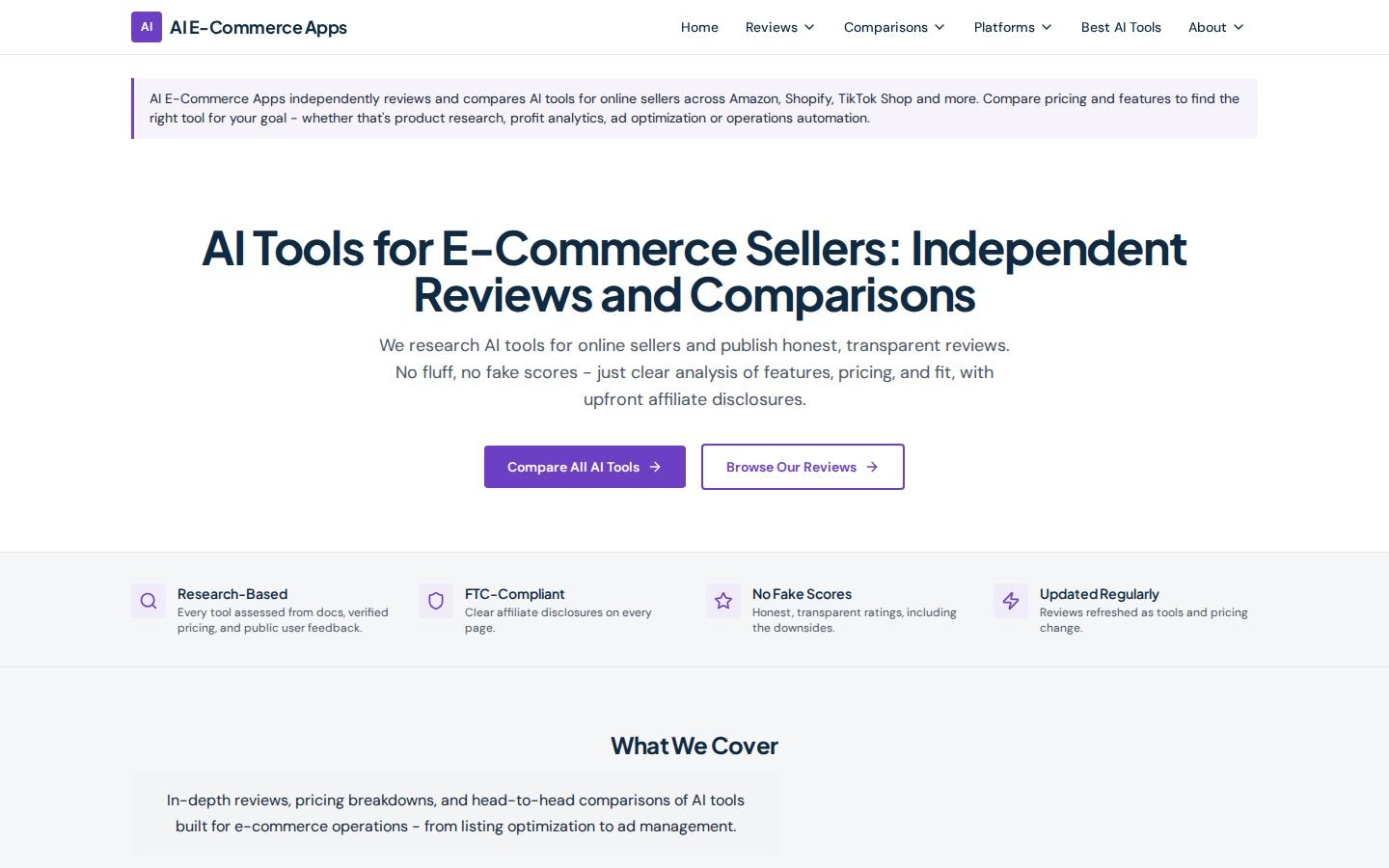 Screenshot of the AI E-Commerce Apps website