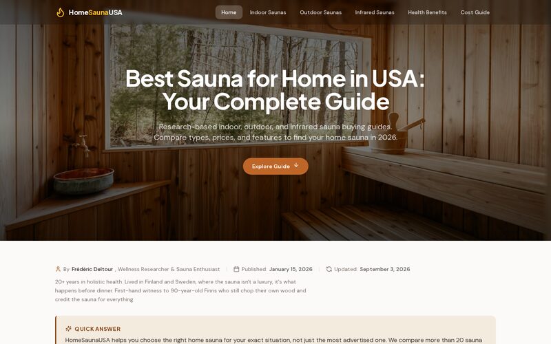 Screenshot of the Home Sauna USA website