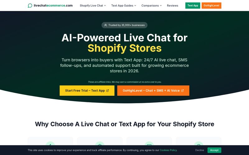 Screenshot of the Live Chat Ecommerce website