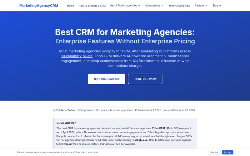 Screenshot of the Marketing Agency CRM website