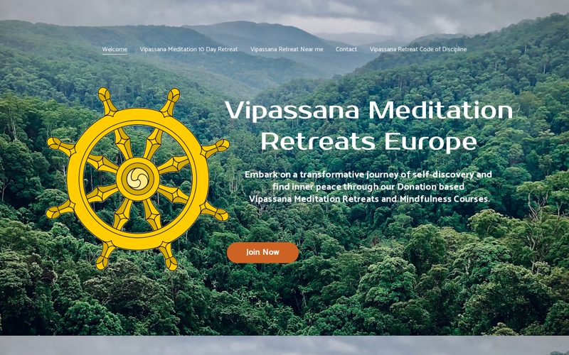 Screenshot of the Vipassana Meditation Retreat website